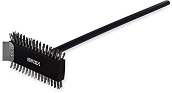 Carlisle 4029000 Broiler Master Grill Brush, Stainless Steel Bristles, 30.5" Length, Hardwood Brush and Handle, Black