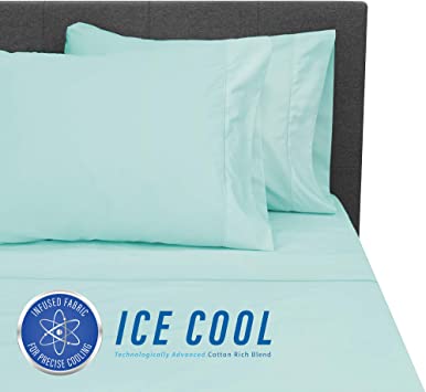 SensorPEDIC Ice Cool 400 Thread Count Surf Spray Blue Sheet Set - Queen (10341)