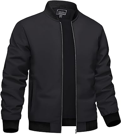 TACVASEN Men's Bomber Jacket Lightweight Spring Jacket Casual Windbreaker with Pockets