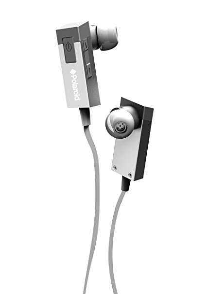 Polaroid PBT83SL Universal Wireless Tangle Free Bluetooth Headphones with Mic Compatible with All Bluetooth Devices (Silver)