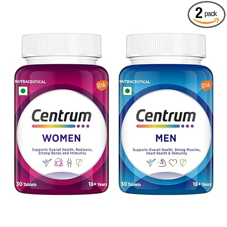 Centrum Women 30s + Centrum Men 30s | Supports Overall Health & Immunity (100% Veg) | World's #1 Multivitamin, Now in India