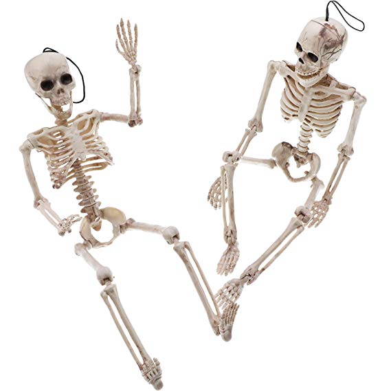 Tatuo 2 Sets Full Body Plastic Skeleton Bone Model Haunted Houses Graveyard Scene Halloween Decoration, 19.7 inches