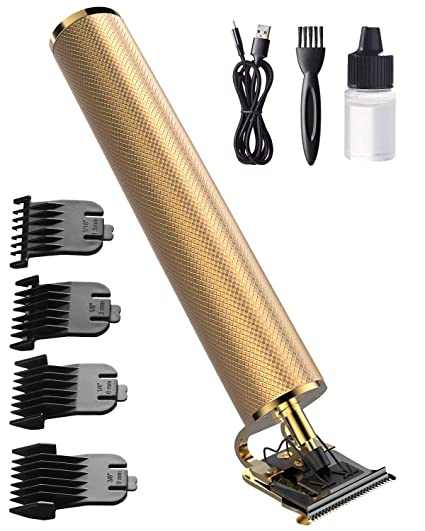 OriHea Electric Pro Li Outliner, T-Blade Trimmer Hair Clippers for men, Zero Gapped Detail Beard Shaver Grooming Kit, Cordless Hair Beard Trimmer, Titanium & Ceramic Blades, 4 Combs Guide - Gold