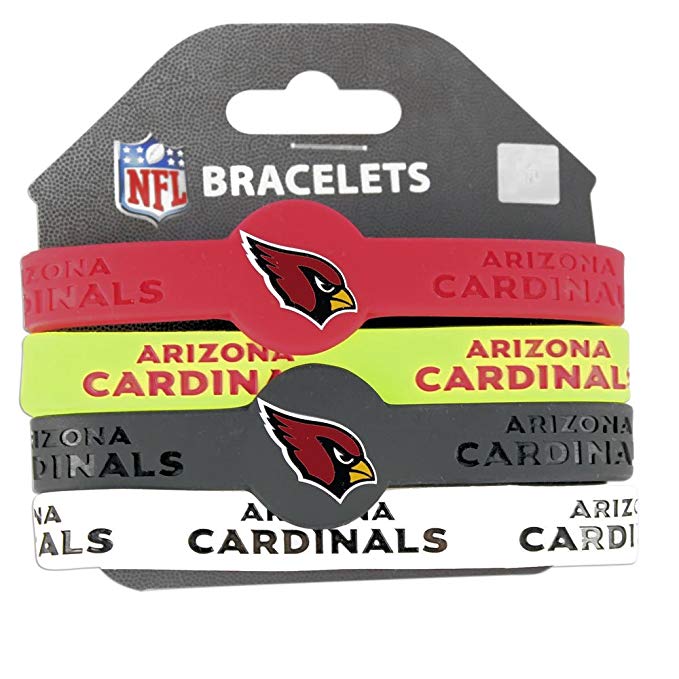 Arizona Cardinals Silicone Rubber Wrist Band Bracelet Set of 4