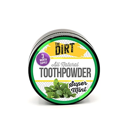 The Dirt All Natural Tooth Powder For Teeth Whitening Super Mint 3 Month Tub 25 g