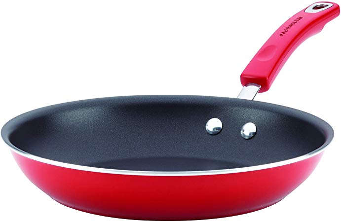 Rachael Ray Classic Brights Hard Enamel Aluminum Nonstick Skillet, Frying Pan, Red Gradient 11-Inch