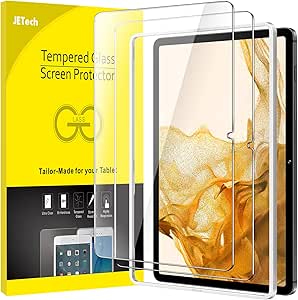 JETech Screen Protector for Samsung Galaxy Tab S8 2022 / Tab S7 2020 11-Inch (SM-X700/X706/T870/T875/T878) with Easy Installation Frame, Tempered Glass Film, HD Clear, 2-Pack