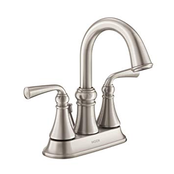 Moen WS84850SRN Wetherly Two-Handle Centerset Bathroom Faucet with Drain Assembly, Spot Resist Brushed Nickel