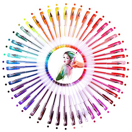 Vorally Glitter Sticks Gel Pen Set Colorful Pencils 48 Colors Pencils Pens For Arts Supplies, Coloring Books, Drawing, Sketch, Guestbook Wedding Baskets etc. (48)