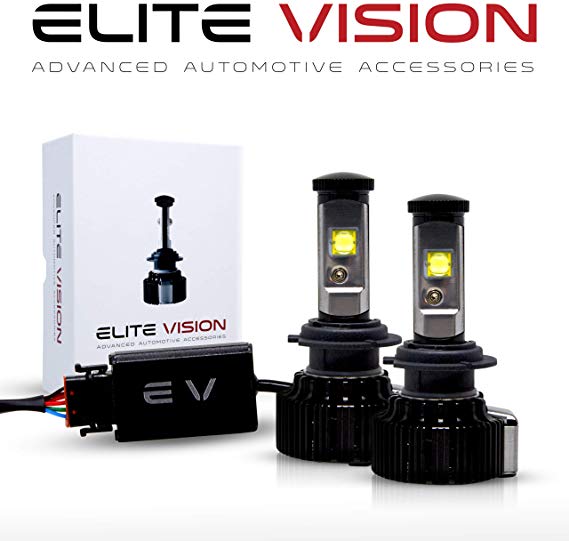 Elite Vision Advanced Automotive Accessories - Elite LED Conversion Kit H7 for Bright White Headlights Bulbs, Low Beams, High Beams, Fog Lights