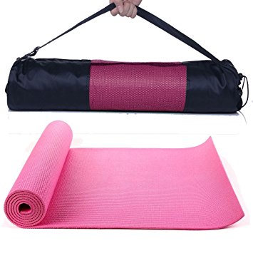 Masione Yoga Mat 6mm Thick Floor Exercise Mats Workout Fitness Pilates Blanket Anti-Tear and Non Slip Surface Cushioned Foam Camping Pad with Carry Bag
