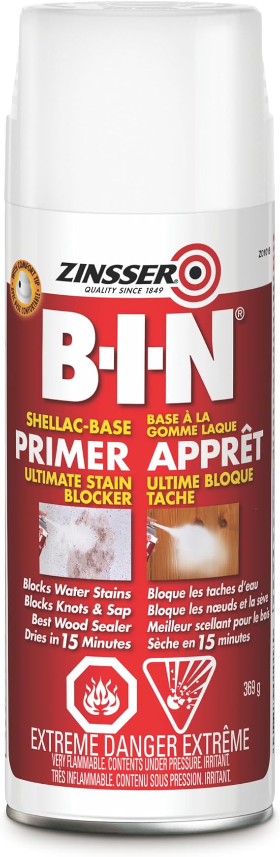 Zinsser BIN Shellac Base Primer-Sealer in White, 369g