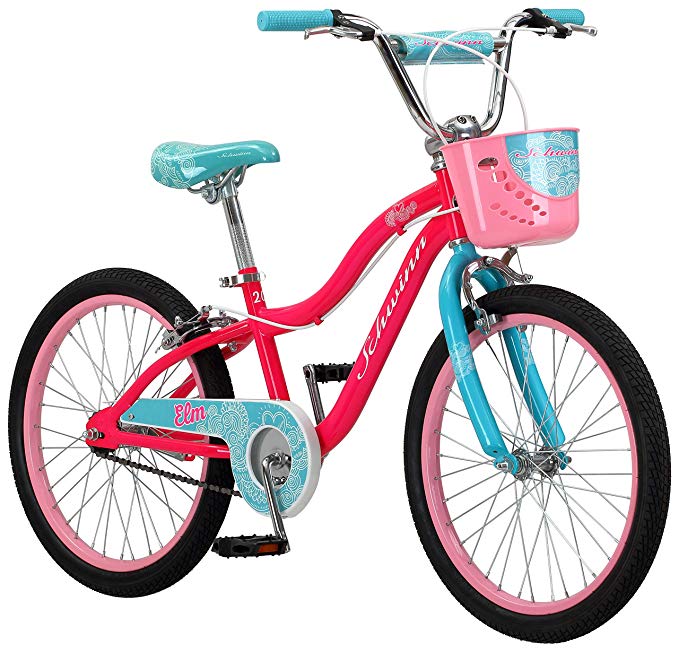 Schwinn Elm Girl's Bike, Featuring SmartStart Frame to Fit Your Child's Proportions, Some Sizes Include Training Wheels and Saddle Handle, 12-14-16-18-20-Inch Wheel Sizes, Pink, Purple, and Teal