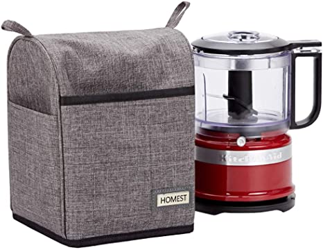 HOMEST Food Processor Dust Cover with Accessory Pockets Compatible with KitchenAid 3-5 Cup, Grey (Dust Cover Only, Patent Pending)