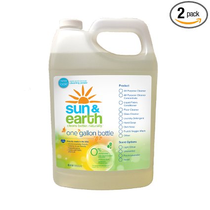 Sun and Earth Natural Concentrated Dishwashing Liquid, Light Citrus, 128 Ounce (Pack of 2)