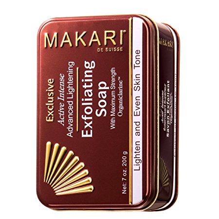 Makari Exclusive 7oz. Skin Lightening & Exfoliating Bar Soap with Organiclarine – Advanced Active Whitening Treatment for Dark Spots, Acne Scars, Sun Patches, Stretch Marks & Hyperpigmentation