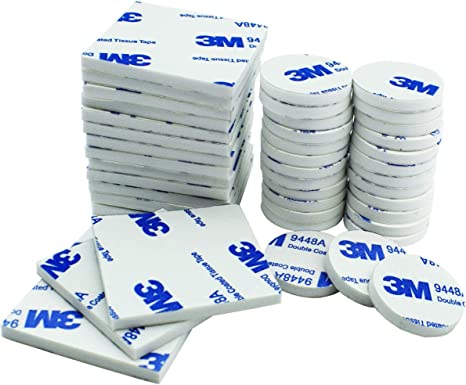 50 Pcs Double Sided Sticky Pads White, Adhesive Foam Pads Mounting Pads Tape, Squares and Round