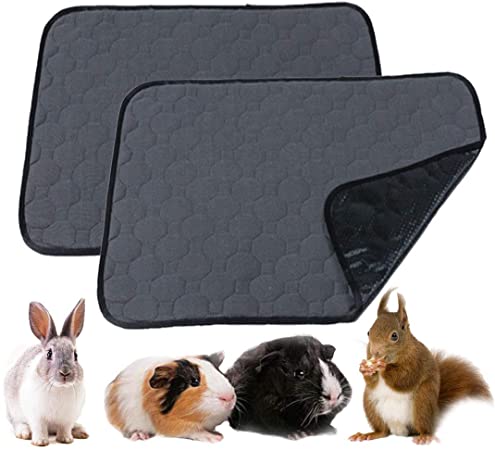 kathson Guinea Pig Fleece Cage Liners 2 Pack Highly Absorbent Reusable Washable Pet Pee Pads - 19.6 x 15.7 inch Training Pee Pad for Small Animals Protects Floors and Rugs Easy Cleanup