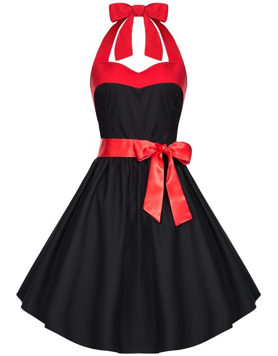 Dresstells® Halter 50s Rockabilly Polka Dots Audrey Dress Retro Cocktail Dress