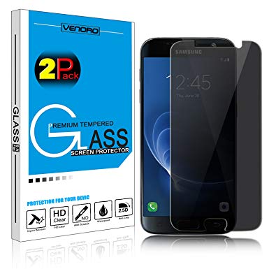 [2 Pack] Galaxy S7 Privacy Screen Protector, Venoro 9H Hardness Featuring Anti Glare, Anti Fingerprint, Anti-Scratch, Bubble Free Anti-Spy Tempered Glass Screen Protector for Samsung Galaxy S7