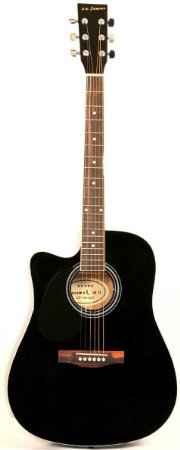 Left Handed Black Acoustic Electric Guitar Full Size Thinline Cutaway Body with Case and Picks