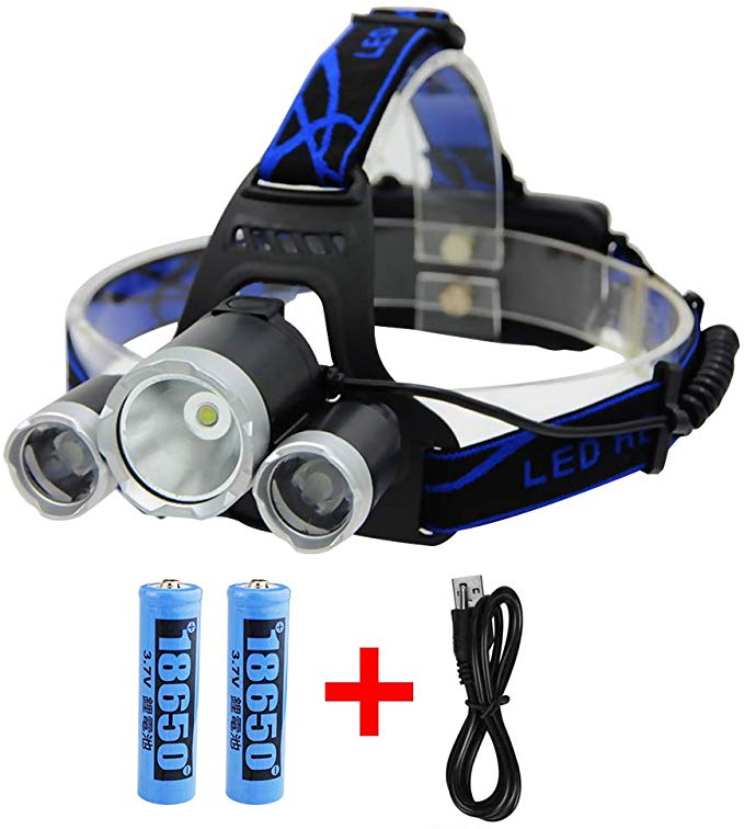 Headlamp,Cooltto Brightest 1500 High Lumen Rechargeable LED Work Headlight,Rotatable Waterproof Flashlight Kit with 18650 Batteries for Night Hunting Fishing Camping Outdoors