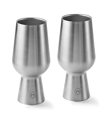 Outset 76451 Chalice Stainless Steel Double Wall IPA Beer Glass, Set of 2