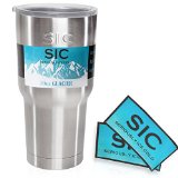 SIC Glacier Double Wall Vacuum Insulated Stainless Steel Tumbler Cup 30 Oz Rambler Stainless with Pink and Blue Powdercoat Available