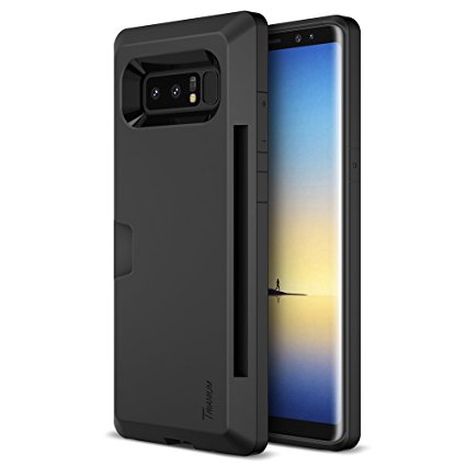 Trianium Galaxy Note 8 Wallet Case - Walletium Series Dual Layer Credit Card Wallet for Samsung Galaxy Note 8 2017 - Black [Protective Enhanced Grip Holder Cover] (TM000233)