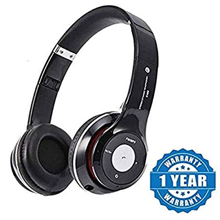 Odestro S460 Foldable On-Ear Wireless Stereo Bluetooth Headphones Supports MP3, FM & TF Card Reader Compatible with Xiaomi Mi, Apple, Samsung, Sony, Lenovo, Oppo, Vivo Smartphones (Black)