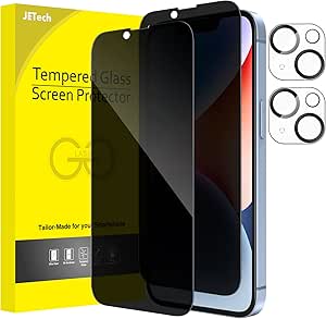 JETech Sichtschutz Full Screen für iPhone 14 Plus 6,7 Zoll mit Kameraschutz, Anti-Spy Panzer Schutz Glas Folie Schutzfolie Folie Kamera Displayschutz, 2 Stück Jeweils