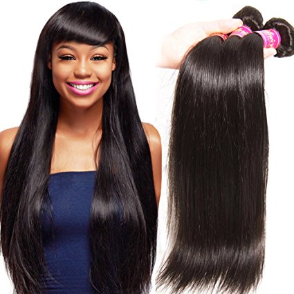 Unice Hair 7a Brazilian Straight Hair 3 Bundles Mixed of 18inch 20inch 22inch Natural Black Color Virgin Brazilian Straight Weave Human Hair Extensions