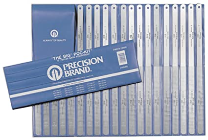 Precision Brand - 605-19990 19990 Steel Thickness Feeler Gage Poc-Kit Assortment, 1/2" Width, 12" Length, 20 Blades