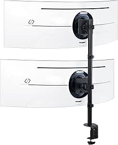 VIVO Dual Vertically Stacked Ultra-Wide Monitor Desk Mount for up to 49 inch Ultrawide Screens, Extra Tall Heavy Duty Adjustable Stand Holds 44 lbs Per Screen, Black, STAND-V202R