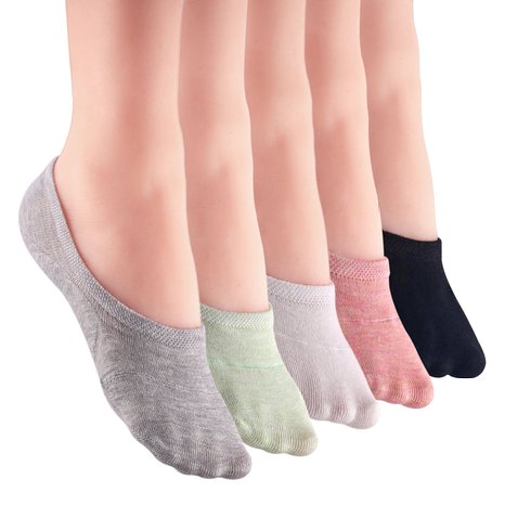 Women Candy Cotton Socks No Show Liner Boot Sock 5-pack WY07