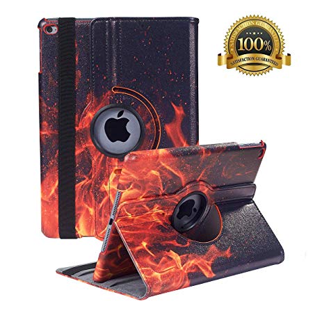 New iPad 9.7 inch 2018 2017/ iPad Air Case - 360 Degree Rotating Stand Smart Cover Case with Auto Sleep Wake for Apple iPad 9.7" (6th Gen, 5th Gen)/iPad Air(Fire)