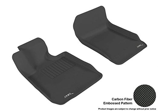 3D MAXpider Front Row Custom Fit All-Weather Floor Mat for Select BMW 3 Series Sedan (E90)/ Coupe (E92) Models - Kagu Rubber (Black)