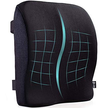 Back Lumbar Support for Office Chair - Large Pillow for Lower Back Pain - Full Posture Corrector for Car, Wheelchair, Computer and Desk Chairs - 100% Memory Foam Orthopedic Seat Cushion