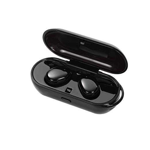 TouchTwo True Wireless Earbuds, Bluetooth 5.0 Wireless Touch Control Headphones Mini TWS 3D Stereo Sound with Charging Box in Ear Sport Earphones Noise Cancelling Sweat Proof Built-in Mic (Black)