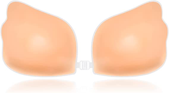 Niidor Adhesive Bra Sticky Strapless Backless Invisible Push up Silicone Bra for Women with Nipple Covers Nude (A Cup)