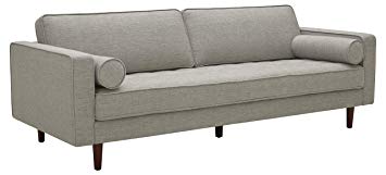 Rivet Aiden Mid-Century Sofa with Tapered Wood Legs, 87"W, Light Grey