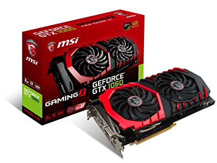 MSI NVIDIA GeForce GTX 1060 GAMING X 3 GB GDDR5 Memory PCI Express 3 Zero Frozr Cooling Graphics Card