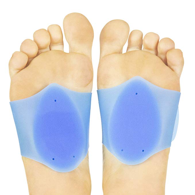 ViveSole Gel Arch Support Strap - Plantar Fasciitis Cushion Sleeve for Flat Feet, Heel Spurs - Compression Brace for High Arch, Fallen Arch - Reusable Silicone Foot Brace (Pair)