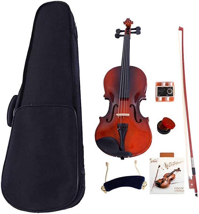 irene inevent 1/8 Classic Solid Wood Acoustics Violin Beginners Violin Starter Kit,New Version Handmade Acoustics Violin Set with Case,Bow,Rosin,Strings,Tuner,Shoulder Rest,Gift for Childrens