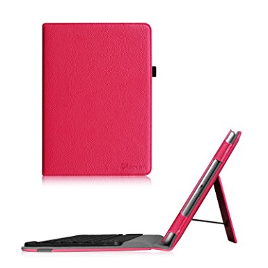 Fintie iPad Air 2 Keyboard Case - Premium PU Leather Folio Stand Cover with Removable Wireless Bluetooth Keyboard for Apple iPad Air 2 (2014 Model), Magenta