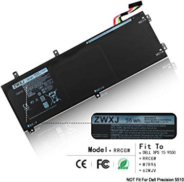 ZWXJ Laptop Battery（11.4V 56Wh） for DELL XPS 15 9550 M7R96 62MJV Type RRCGW
