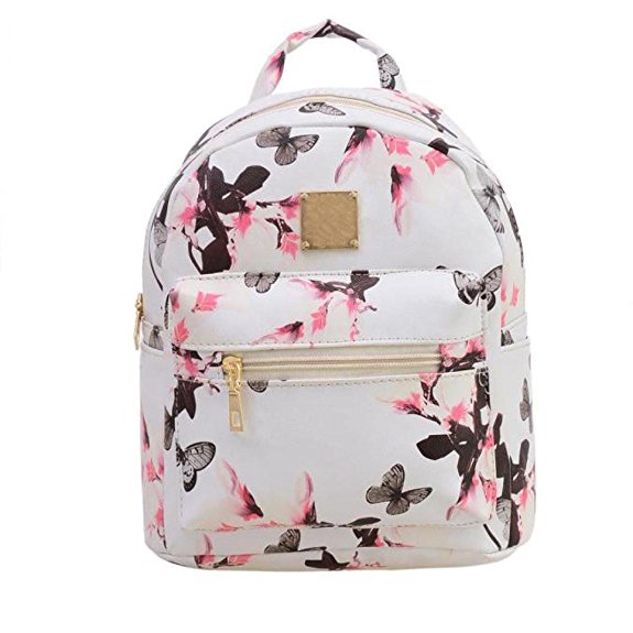 Kemilove Women Girls Floral Printing PU Leather Shoulder Bag Backpack