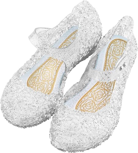 TANDEFLY Frozen Inspired Elsa Flats Mary Jane Dance Party Cosplay Shoes, Snow Queen Princess Sandals for Little GirlsToddler, Birthday, Christmas