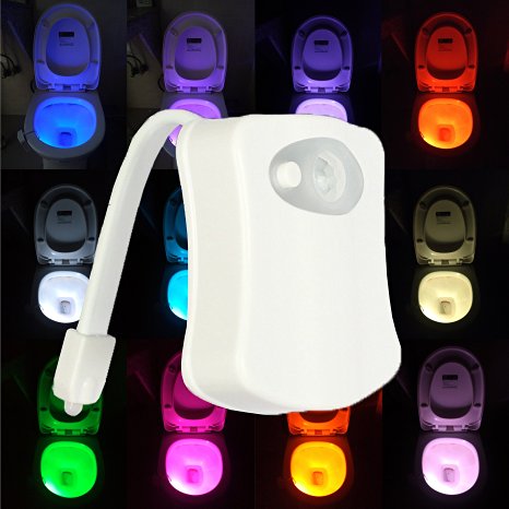 Motion Sensor Toilet Night Light, ZHOPPY GlowFlush Motion Activated LED 8 Colors Changing Nightlight for Washroom Bathroom Light Sensor glow bowl