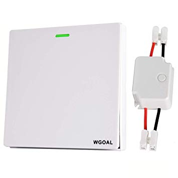 WGOAL Wireless Lights Switch Kit, Waterproof Wireless Wall Switches for Lamps Fans Ceiling Light Appliances, No Battery No Wiring, 1 Push Switch and 1 Receiver -1 Year Warranty